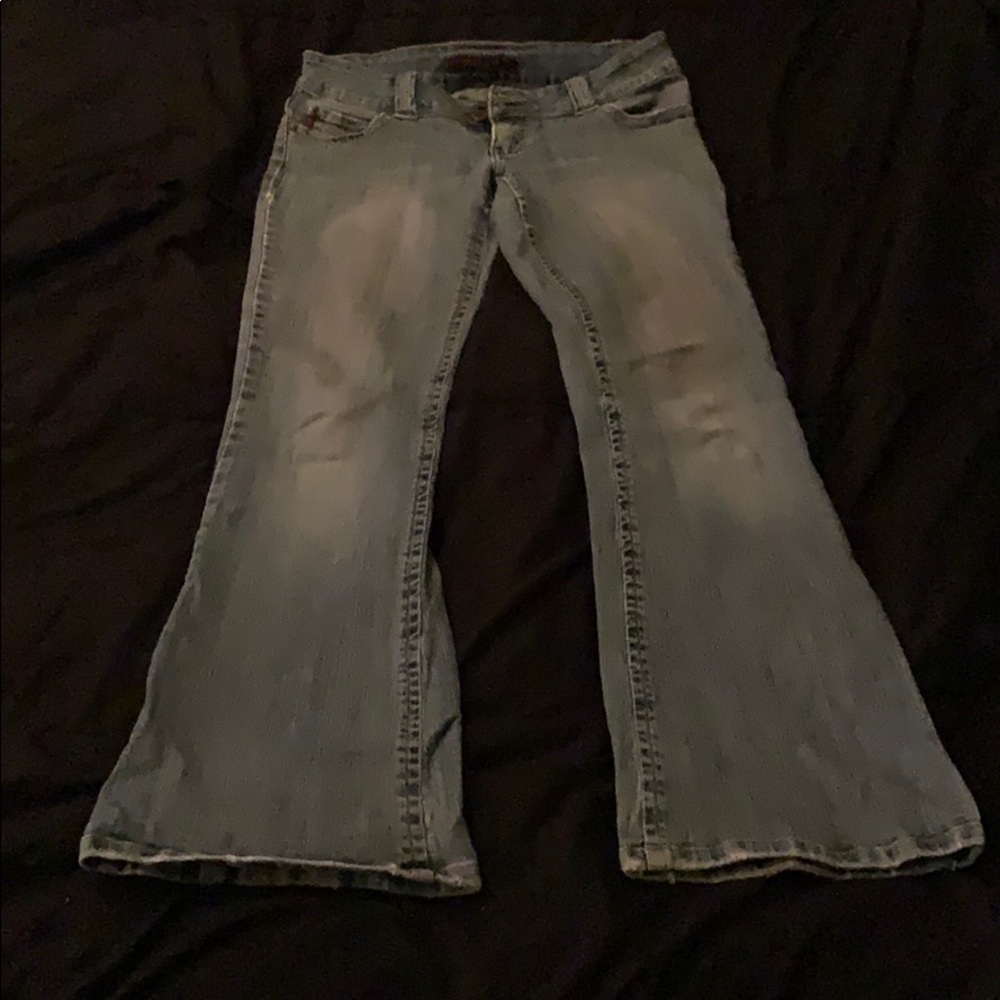 Slight flare jeans.